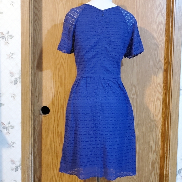 Free People lace mini dress cobalt blue cotton blend size 8 - Picture 5 of 10